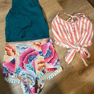 Kortni Jeane Floral and Striped Swimwear
